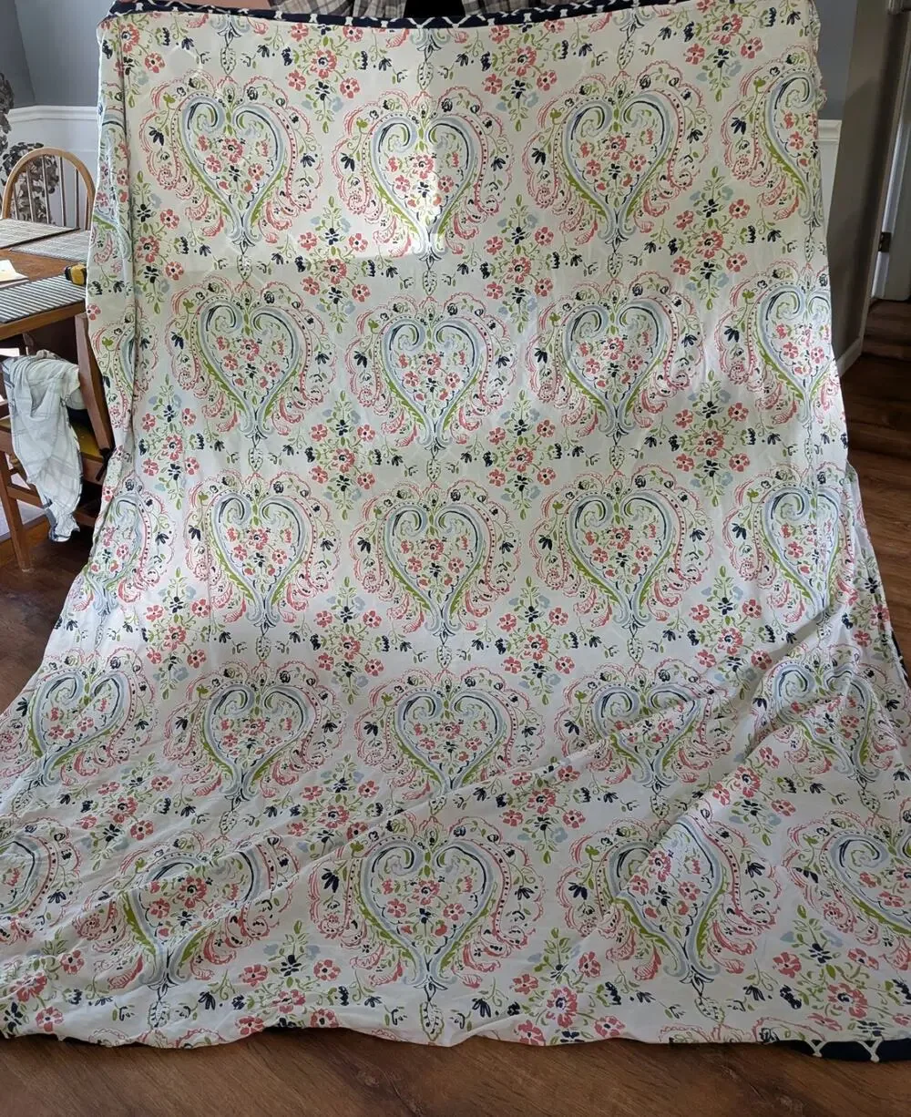 Hearts And Blue Check Reversible Duvet Cover 90 x 80